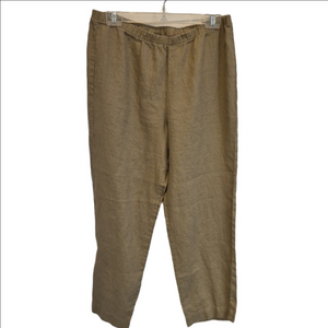 Hot Cotton Womens Khaki Linen Lightweight Elastic Waist Crop Pant